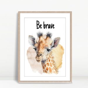 Be Brave Giraffe Watercolor Art