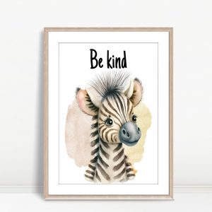 Be Kind Zebra Watercolor Art