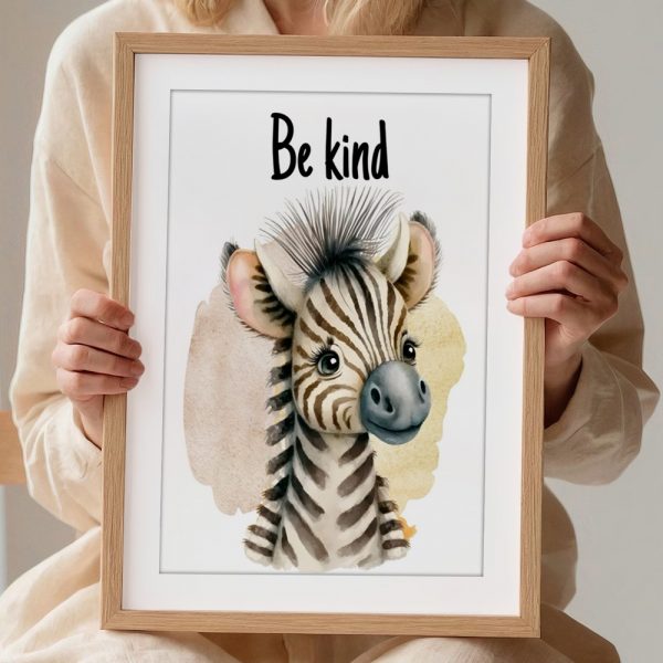 Be Kind Zebra Watercolor Art - Image 2