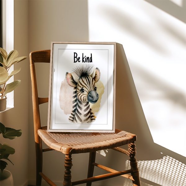 Be Kind Zebra Watercolor Art - Image 4