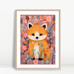 Floral Fox In Pink Garden