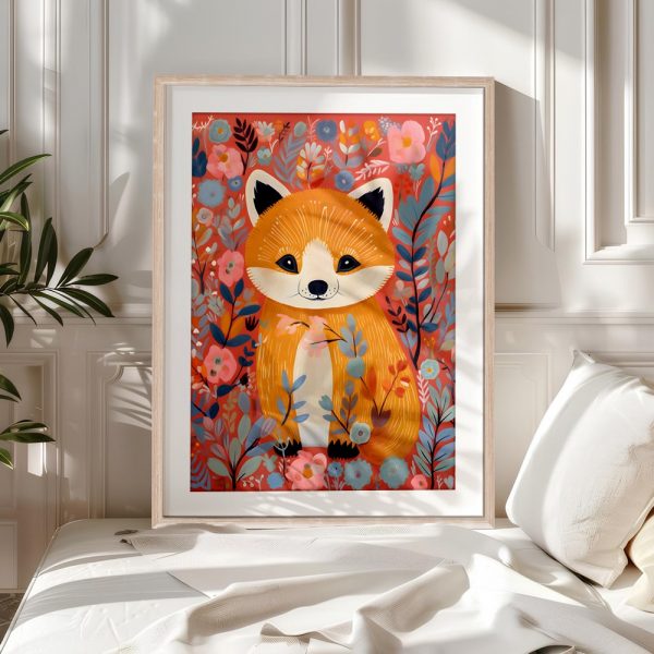 Floral Fox In Pink Garden - Image 5