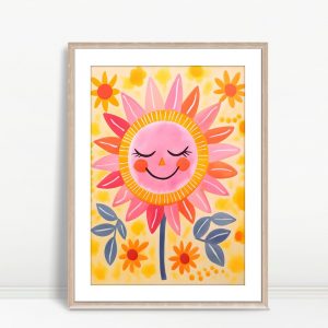 Smiling Sunflower Cheerful Kids Art