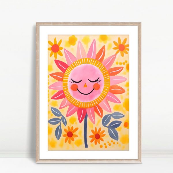 Smiling Sunflower Cheerful Kids Art