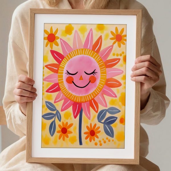 Smiling Sunflower Cheerful Kids Art - Image 2