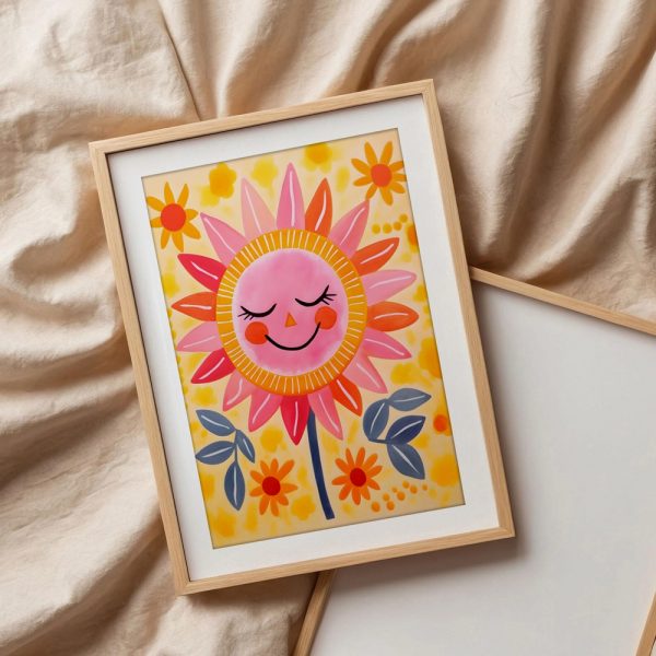 Smiling Sunflower Cheerful Kids Art - Image 3