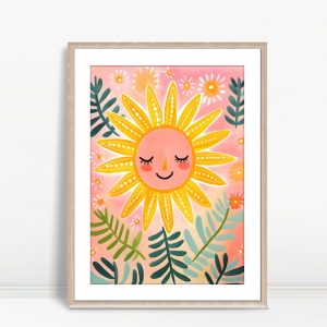 Sunny Face Surrounded By Blossoms Art