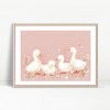 Four White Ducks With Blossoms