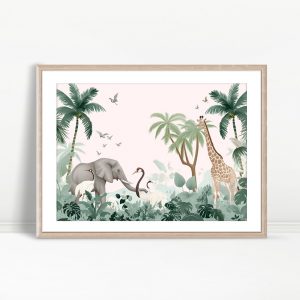 Safari Animals In Jungle Pastels