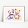 Watercolor Teddy Bears With Bow