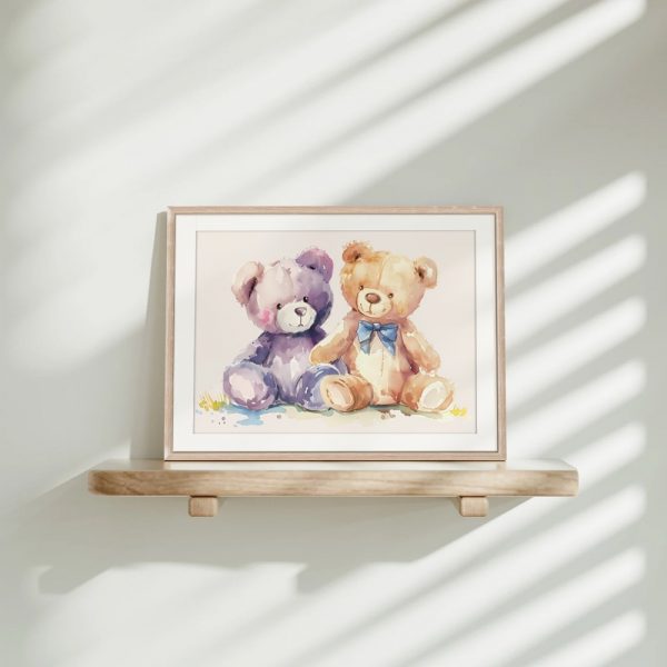 Watercolor Teddy Bears With Bow - Image 4