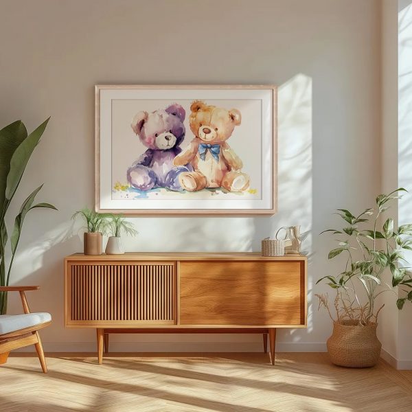 Watercolor Teddy Bears With Bow - Image 5