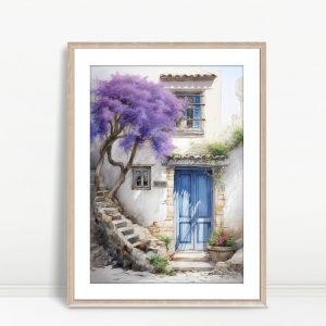 Lavender Tree By Blue Doorway