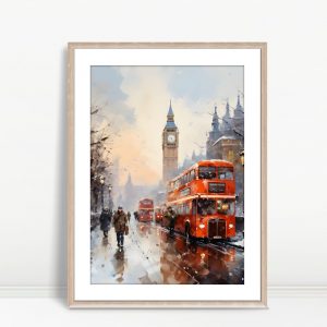 Double Decker Bus In Snowy London