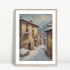Snow Covered Village In The Alps