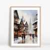 Cozy Winter Town With Clocktower