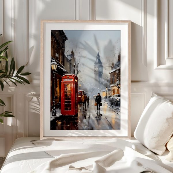 Red Telephone Booth In Snowy London - Image 5
