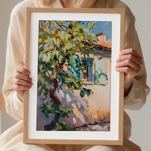 Sunlit Lemon Tree Against Cottage - Image 2