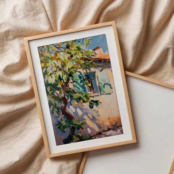 Sunlit Lemon Tree Against Cottage - Image 3