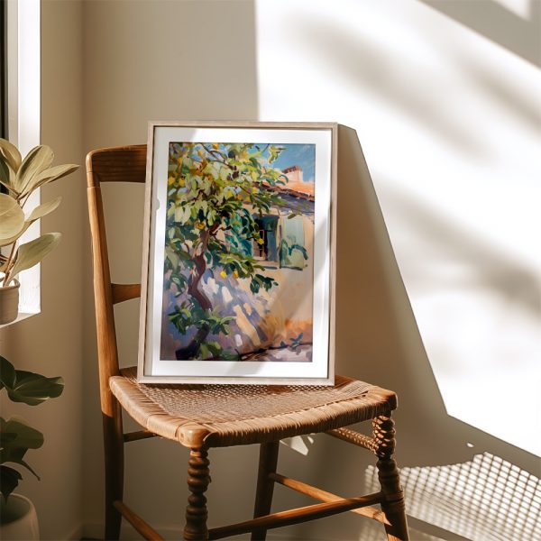 Sunlit Lemon Tree Against Cottage - Image 4