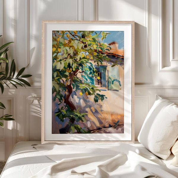 Sunlit Lemon Tree Against Cottage - Image 5