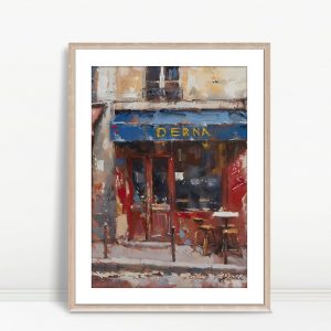 Parisian Cafe With Blue Awning