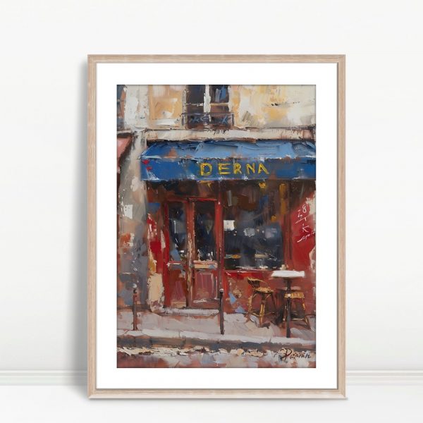 Parisian Cafe With Blue Awning