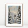 Snowy Pine Forest With Ski Lift