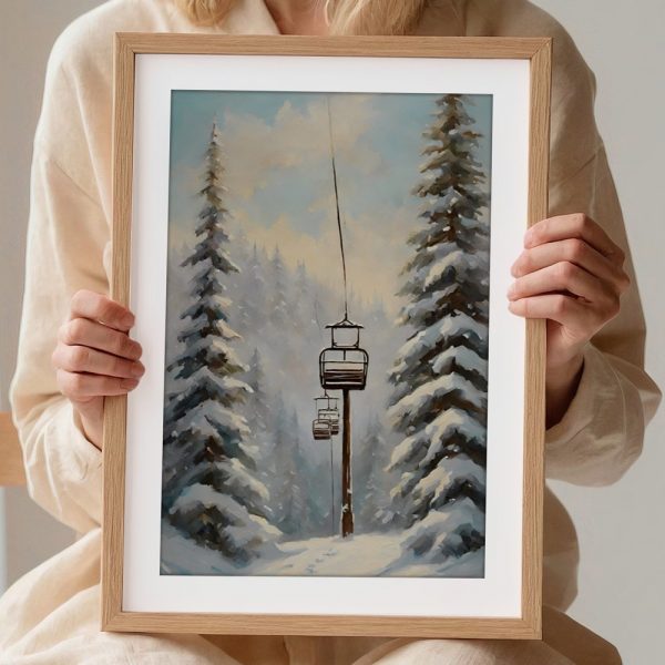 Snowy Pine Forest With Ski Lift - Image 2