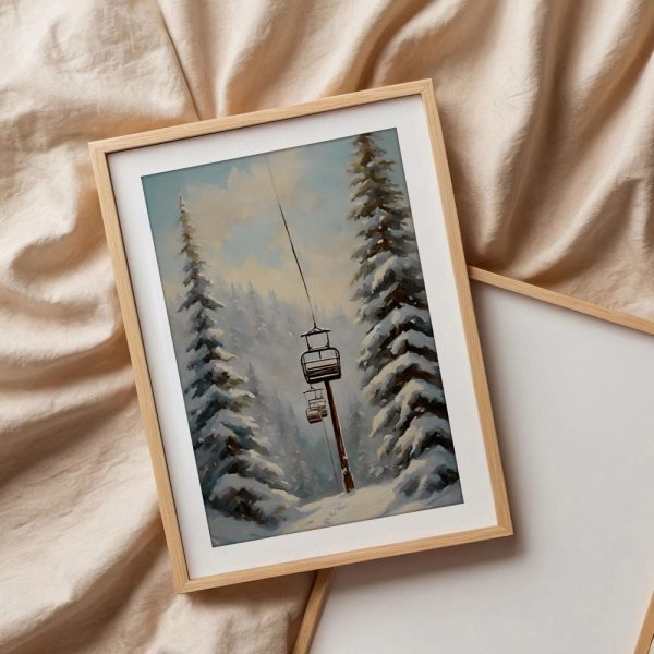 Snowy Pine Forest With Ski Lift - Image 3