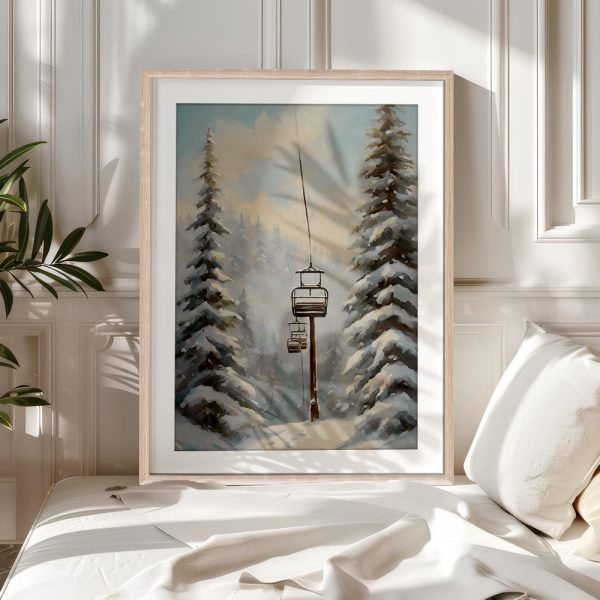 Snowy Pine Forest With Ski Lift - Image 5