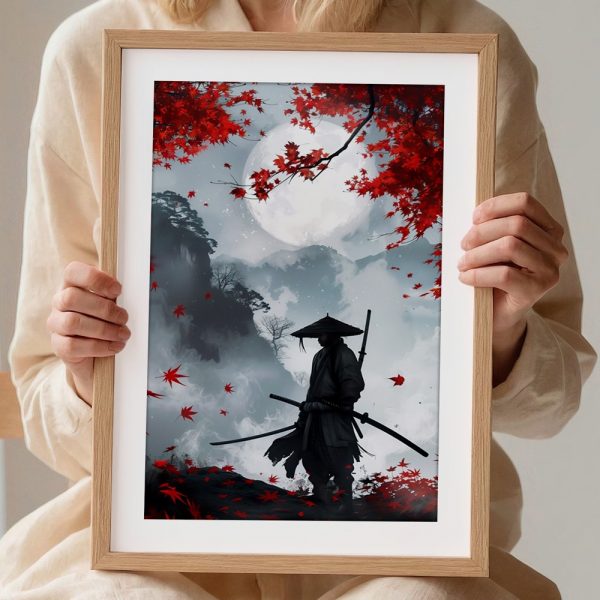 Samurai Under Red Maple Moonlight - Image 2