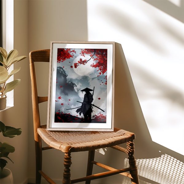 Samurai Under Red Maple Moonlight - Image 4