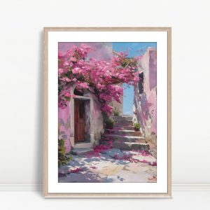 Pink Bougainvillea Courtyard Reflections