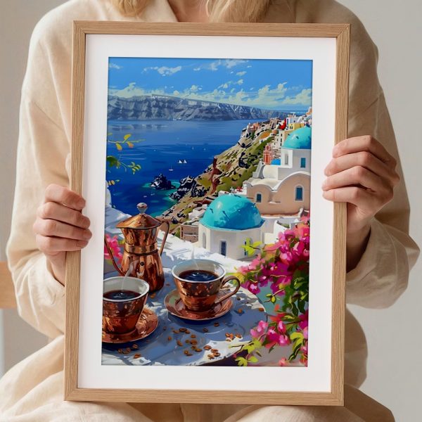 Santorini Morning Coffee View - Image 2