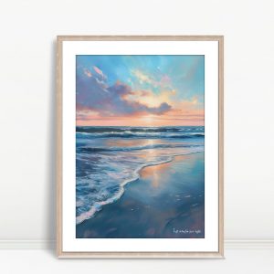 Pastel Dawn Reflections Ocean Shore