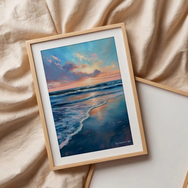 Pastel Dawn Reflections Ocean Shore - Image 3
