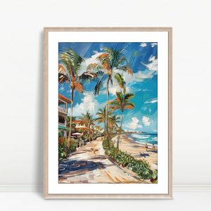Coastal Promenade Sunlit Palm Stroll