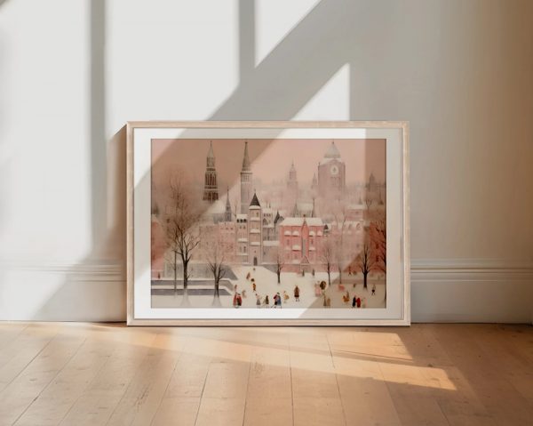 Pastel Pink Winter Cityscape - Image 2