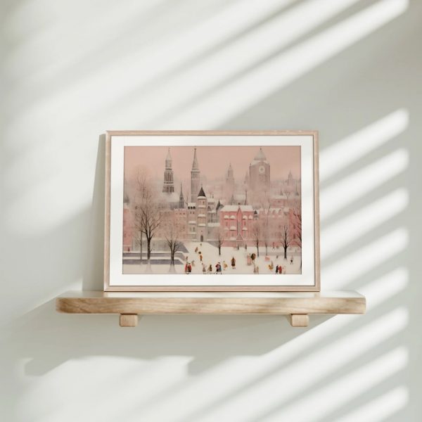 Pastel Pink Winter Cityscape - Image 4