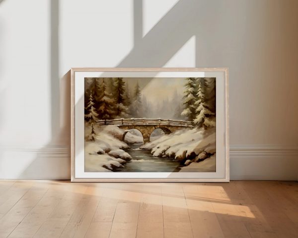 Snowy Bridge Forest Serenity - Image 2
