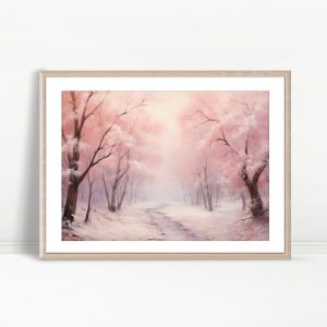 Misty Pathway Through Pink Blossoms