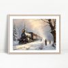 Steam Train Through Winter Woods