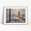 Snowy London Skyline Window Scene
