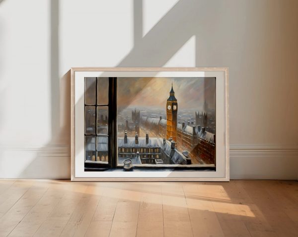 Snowy London Skyline Window Scene - Image 2