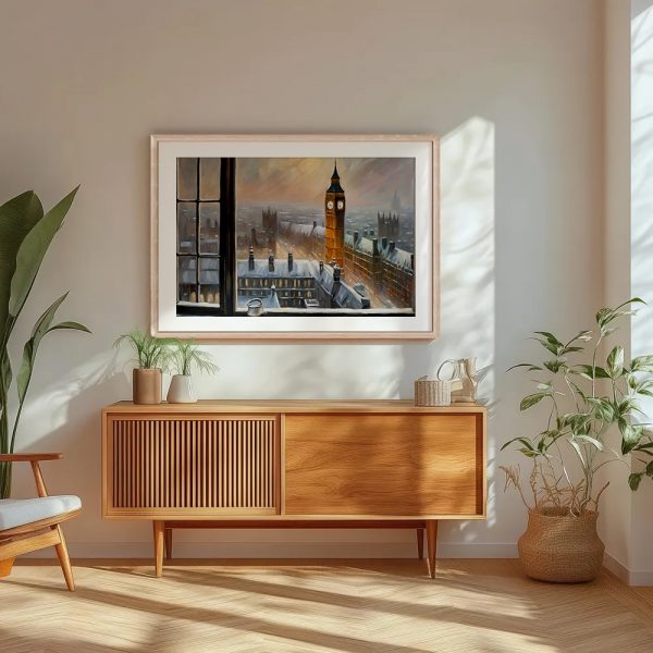 Snowy London Skyline Window Scene - Image 5