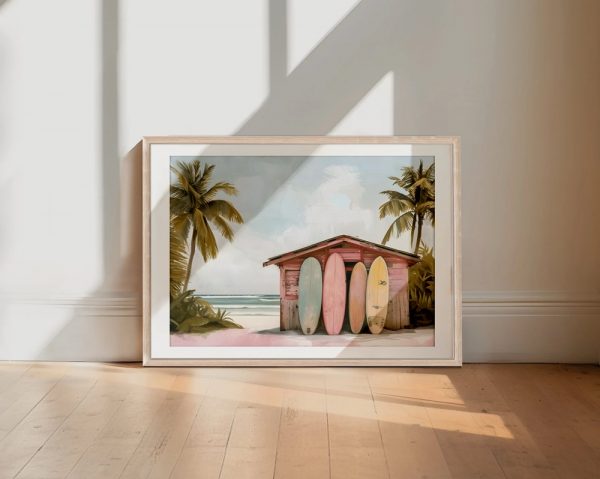 Pastel Surf Shack Beach Scene - Image 2