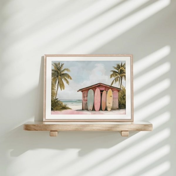 Pastel Surf Shack Beach Scene - Image 4