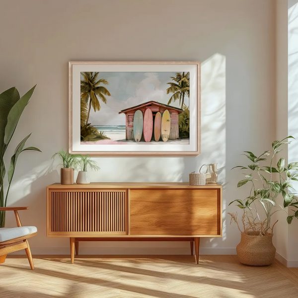 Pastel Surf Shack Beach Scene - Image 5