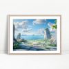 Dreamy Seaside Pathway and Ships